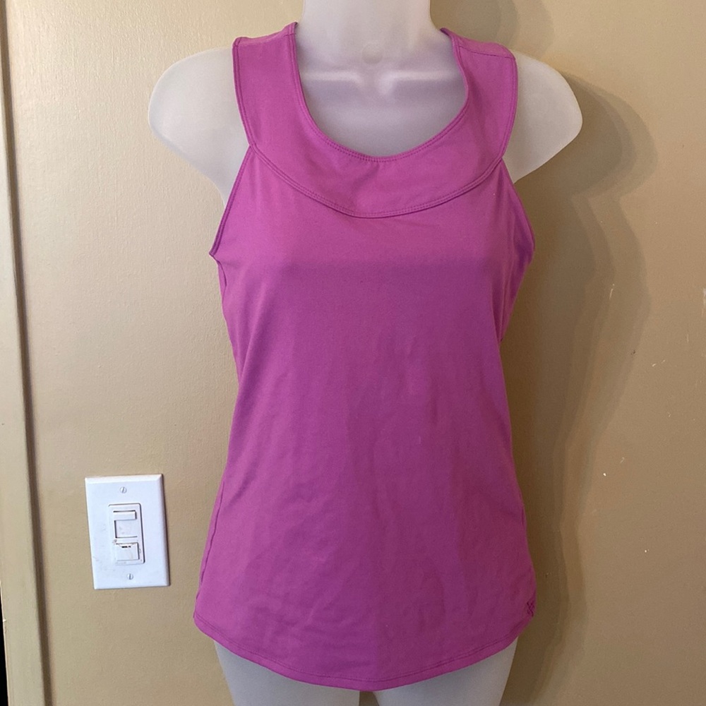 Women's purple workout shirt with built in bra